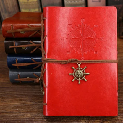 Retro Spiral Notebook Diary Notepad Vintage Pirate Anchors PU Leather Note Book Replaceable Stationery Gift Traveler Journal