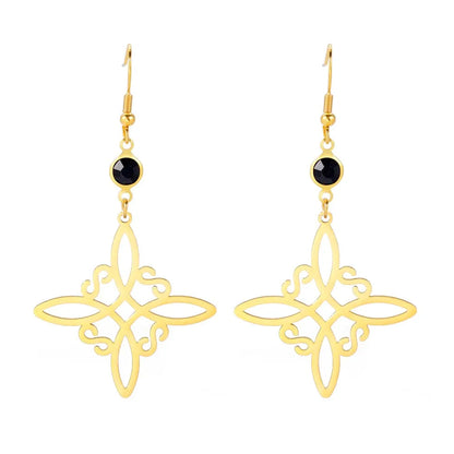 Unift Goth Stainless Steel Earring Triple Rune Moon Phase Pentagram Earrings Woman Men Vintage Jewelry Ear Piercing Witch Knot