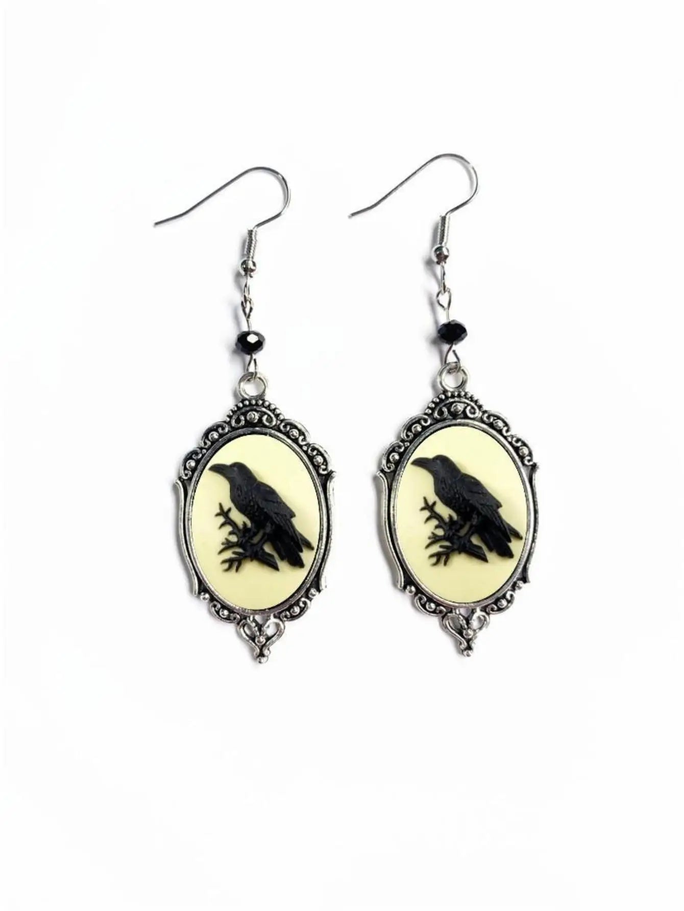 Moon Raven Skull Earrings, Blood drops, Gothic jewelry, bows, Black Raven, Witch accessories, Retro, Raven Cameo, Pentagram，Gift