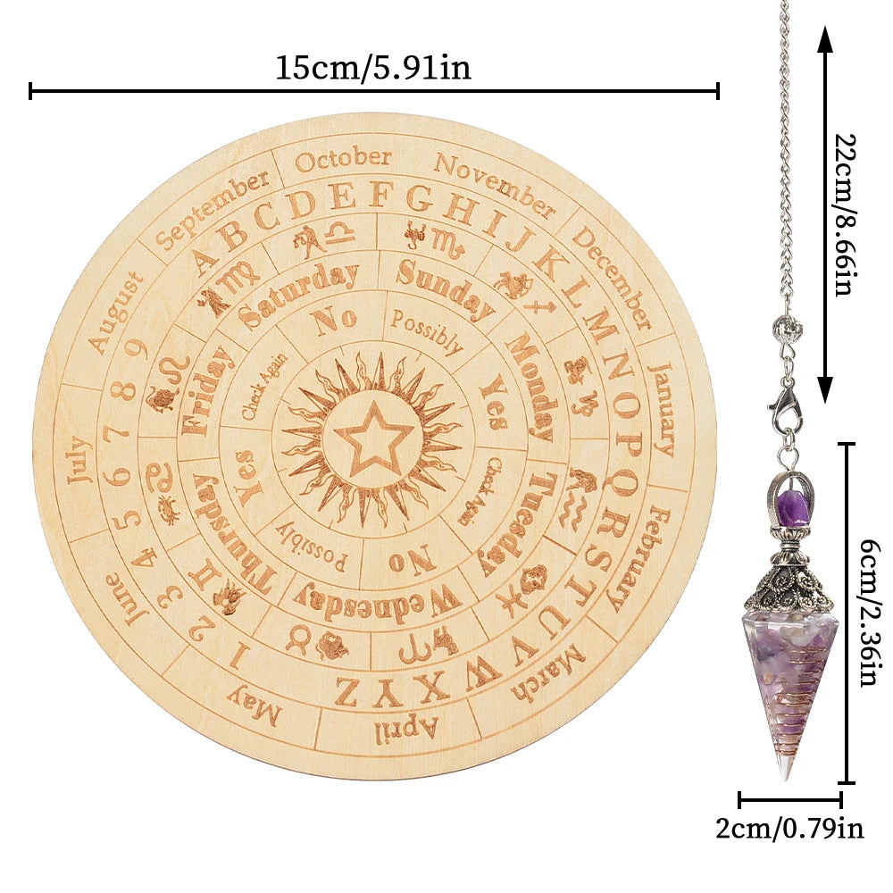 2pcs Amethyst Pendulum with Divination Board,Divination Set for Spiritual Healing and Meditation,Gift for Witchcraft Enthusiasts