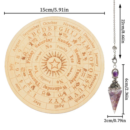 2pcs Amethyst Pendulum with Divination Board,Divination Set for Spiritual Healing and Meditation,Gift for Witchcraft Enthusiasts