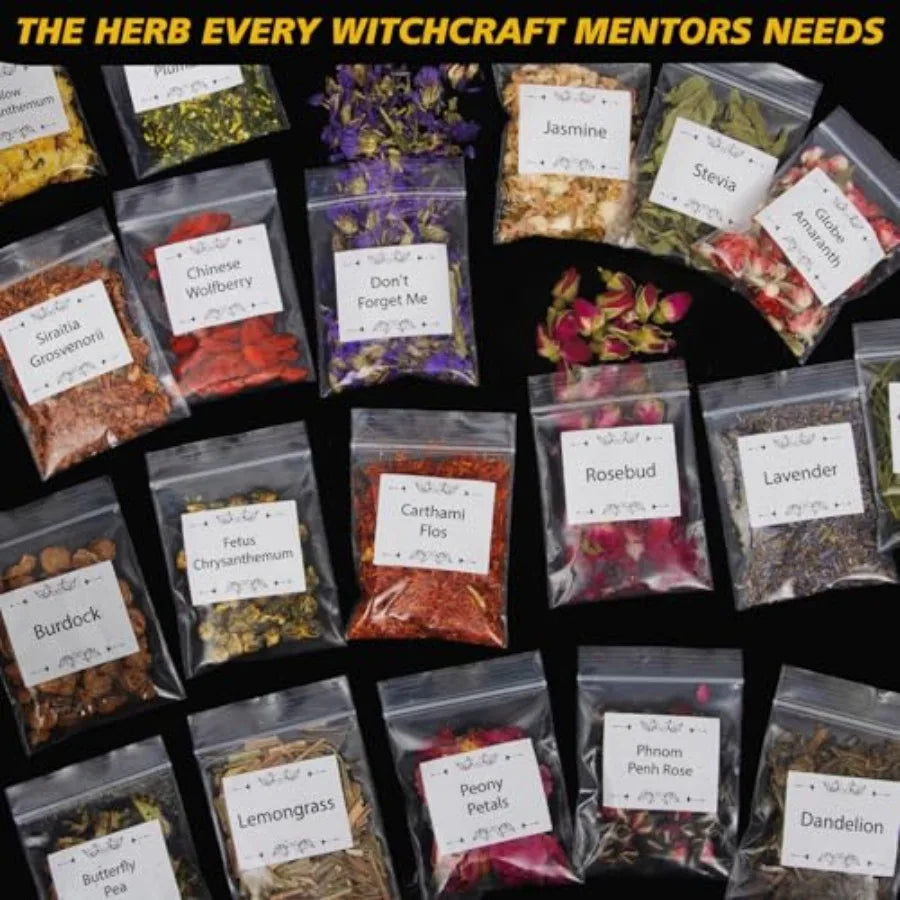 70pack Witchcraft Supplies Herbs Kit Dried Flowers for Witch Beginner Bulk Herb Gift Set for Wicca Pagan Wiccan Rituals Magic S