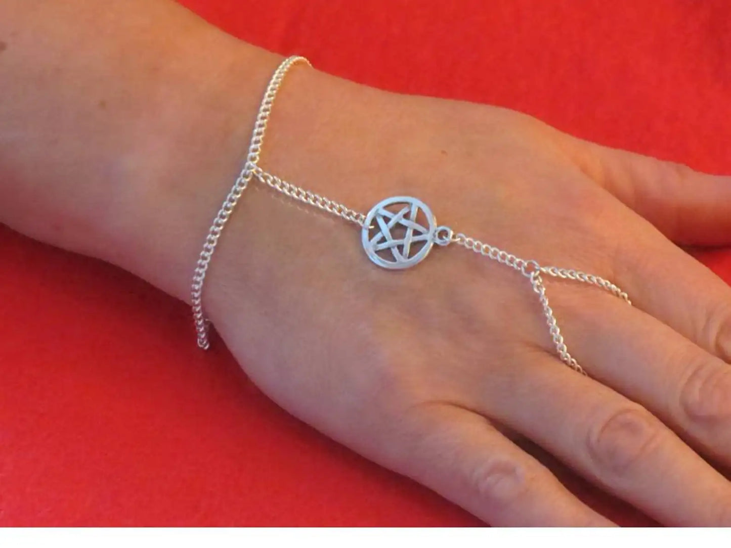 Moon Bracelet Triple Goddess Crescent Bracelet Ring  Pagan Wicca Witch Pentacle Bracelet