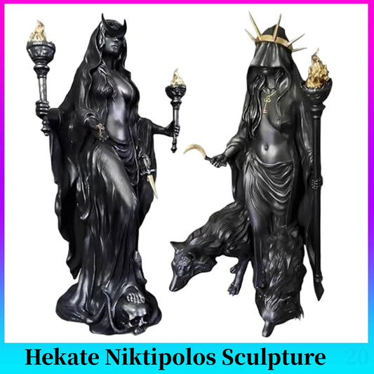 Hekate Niktipolos Sculpture,Hekate Statue,Witch Statue,Greek Goddesss with Her Hounds of Magics,Witchy Home Desktop Decor Craft