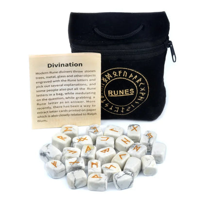 25Pcs Natural Tiger's Eye Rune Stones Set Engraved Elder Futhark Viking Alphabet Runes Gemstone Chakra Balancing Reiki Healing
