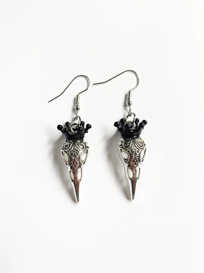 Moon Raven Skull Earrings, Blood drops, Gothic jewelry, bows, Black Raven, Witch accessories, Retro, Raven Cameo, Pentagram，Gift
