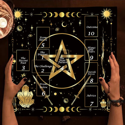 Celtic Cross Altar Cloth Tarot Card Table Cloth Witch Moon Divination Table Cover For Tarot Mat Witchy Gifts Decor Card Pad