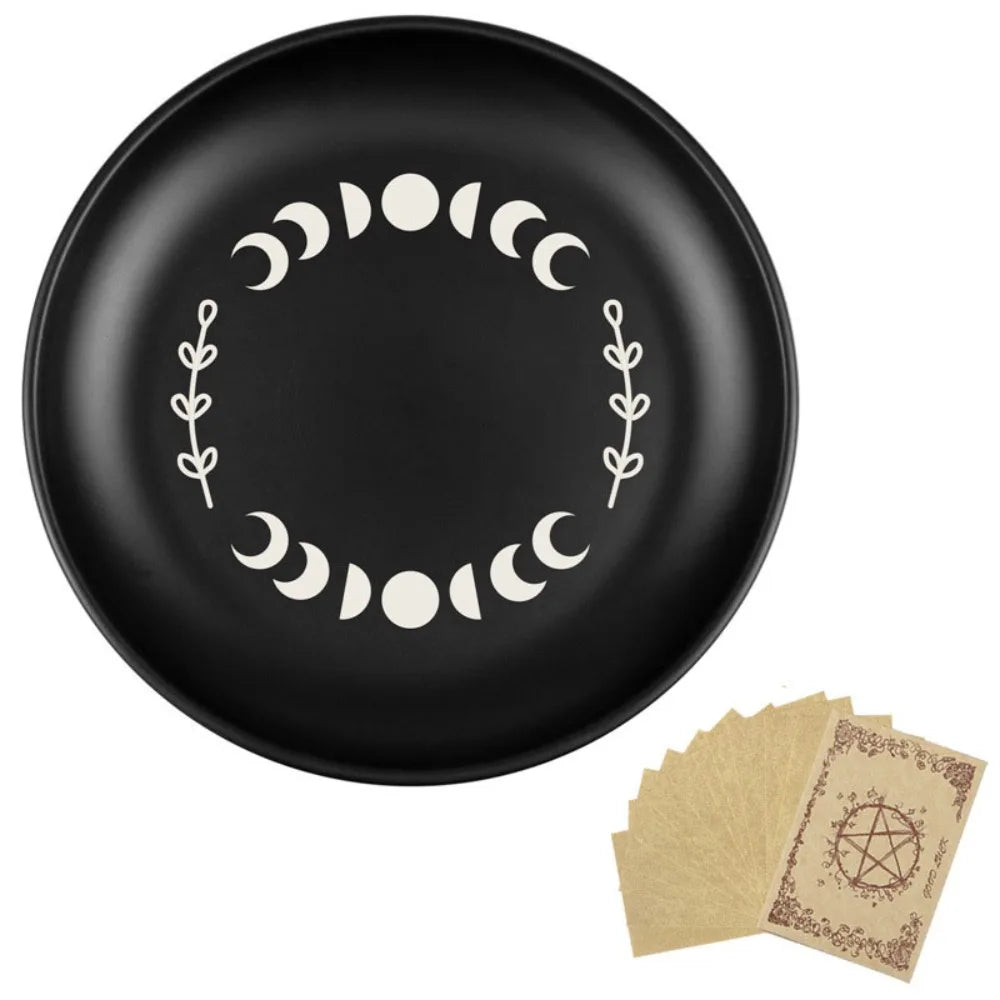 Ritual 5.5 Inch Decorative Jewelry Dish Round Black Crystal Stone Storage Tray Stainless Steel Meditation Altar Tray Gift