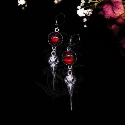 Moon Raven Skull Earrings, Blood drops, Gothic jewelry, bows, Black Raven, Witch accessories, Retro, Raven Cameo, Pentagram，Gift