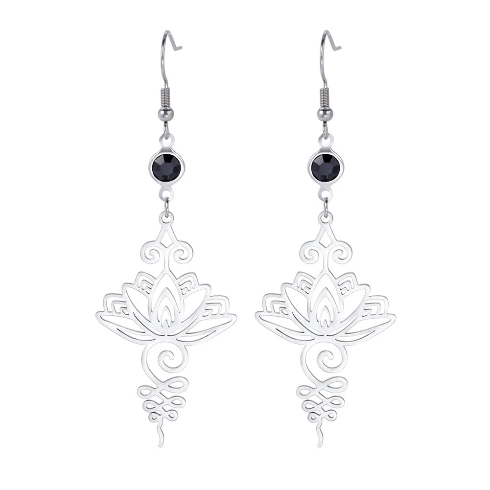 Unift Goth Stainless Steel Earring Triple Rune Moon Phase Pentagram Earrings Woman Men Vintage Jewelry Ear Piercing Witch Knot