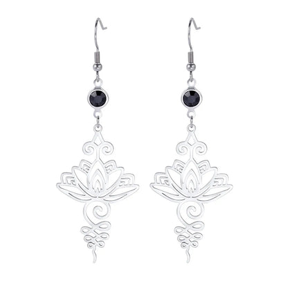 Unift Goth Stainless Steel Earring Triple Rune Moon Phase Pentagram Earrings Woman Men Vintage Jewelry Ear Piercing Witch Knot