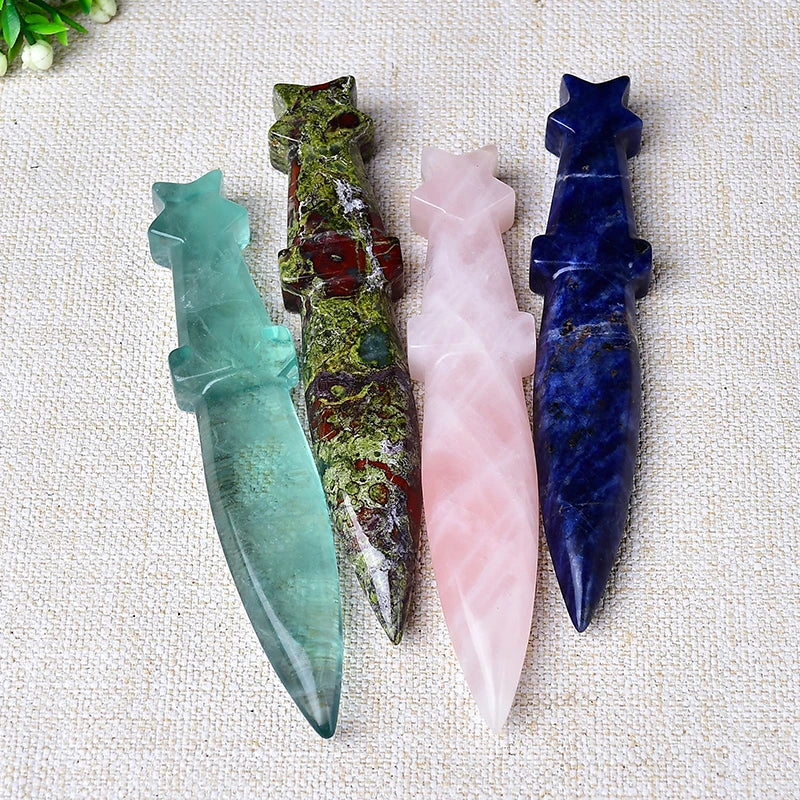 Natural Crystal Carved Witch's Knife Healing Crystal Gift for Rituals Unique Home Decor & Garden Item