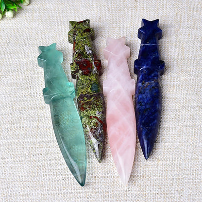 Natural Crystal Carved Witch's Knife Healing Crystal Gift for Rituals Unique Home Decor & Garden Item