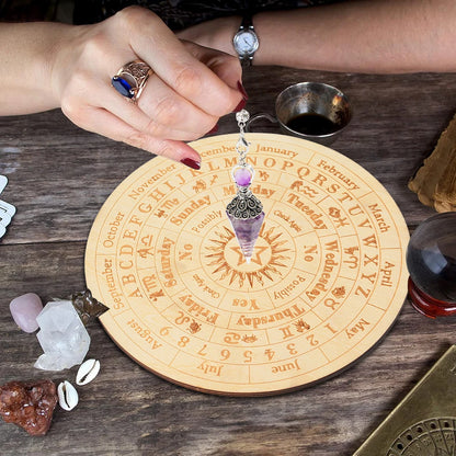 2pcs Amethyst Pendulum with Divination Board,Divination Set for Spiritual Healing and Meditation,Gift for Witchcraft Enthusiasts