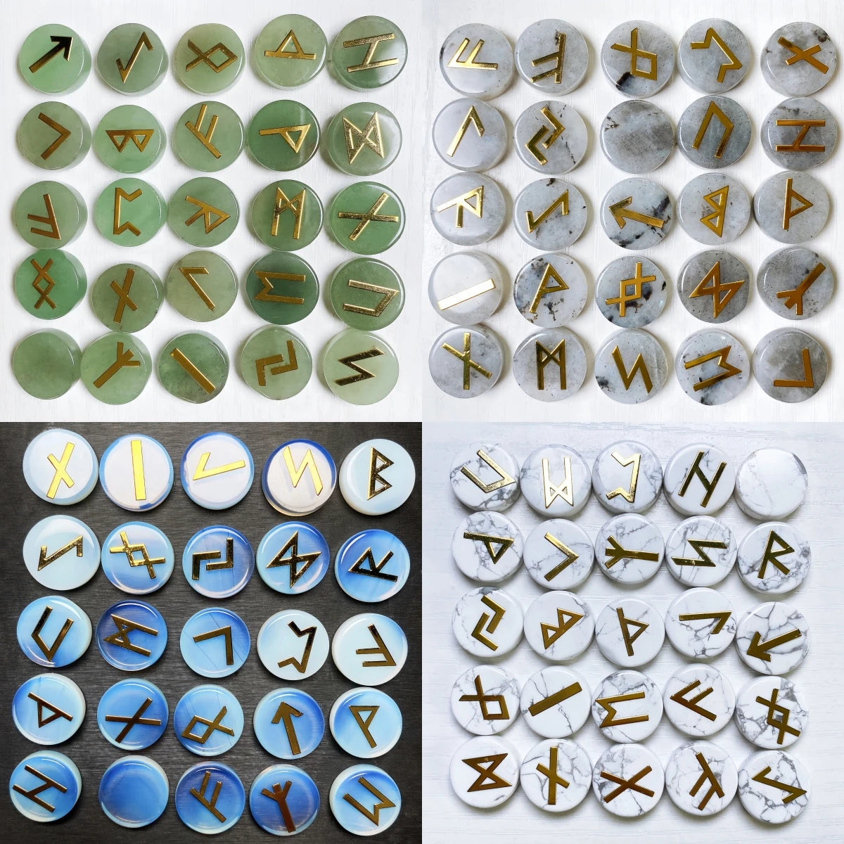 25pcs Natural Crystal Quartz Runes Signs Stone Witch Runic Alphabets Letters Sacred Symbol Energy Amulet Reiki Healing Chakra