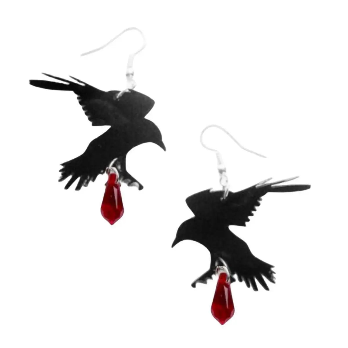 Moon Raven Skull Earrings, Blood drops, Gothic jewelry, bows, Black Raven, Witch accessories, Retro, Raven Cameo, Pentagram，Gift