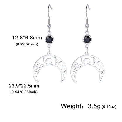 Unift Goth Stainless Steel Earring Triple Rune Moon Phase Pentagram Earrings Woman Men Vintage Jewelry Ear Piercing Witch Knot