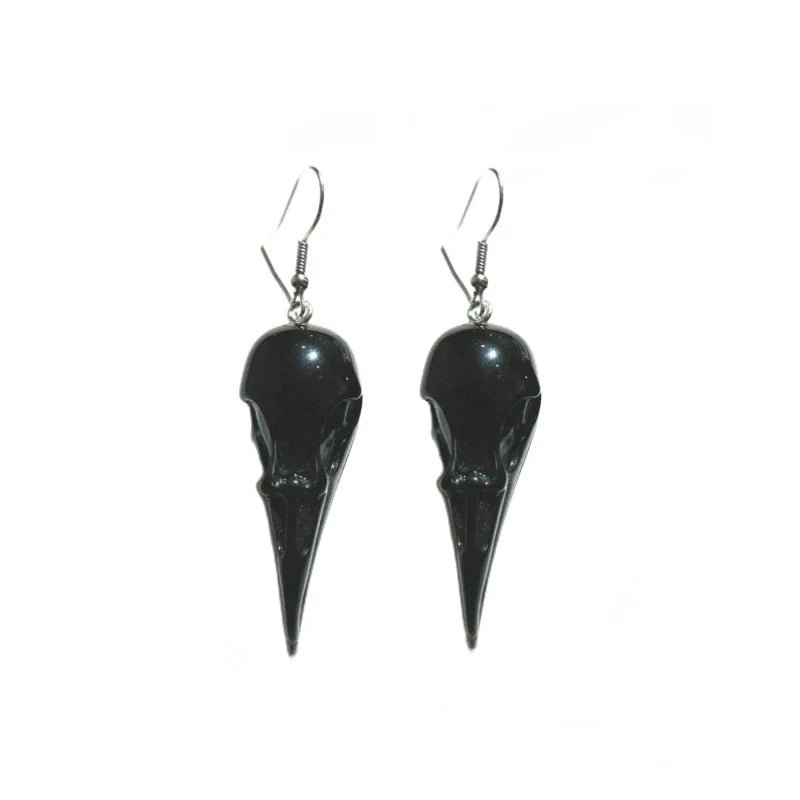 Moon Raven Skull Earrings, Blood drops, Gothic jewelry, bows, Black Raven, Witch accessories, Retro, Raven Cameo, Pentagram，Gift