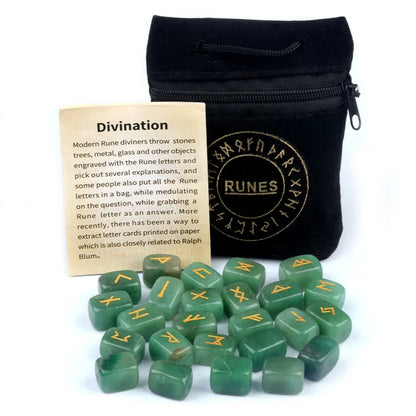25Pcs Natural Tiger's Eye Rune Stones Set Engraved Elder Futhark Viking Alphabet Runes Gemstone Chakra Balancing Reiki Healing