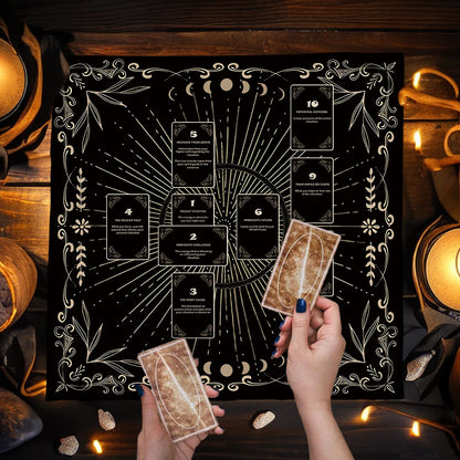 Celtic Cross Altar Cloth Tarot Card Table Cloth Witch Moon Divination Table Cover For Tarot Mat Witchy Gifts Decor Card Pad
