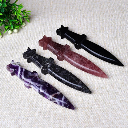 Natural Crystal Carved Witch's Knife Healing Crystal Gift for Rituals Unique Home Decor & Garden Item
