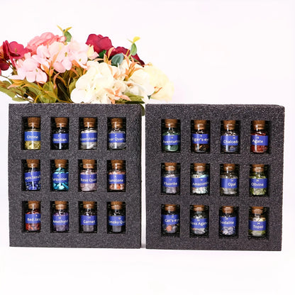 1 Set Crystal gemstone Chip Bottle,Mini Crystals,Spell Jars,Real Crystals For Witchcraft Supplies,Witchcraft Healing Crystals