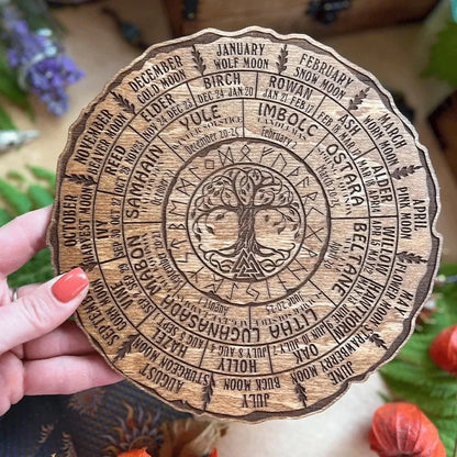 Tree Calendar Wheel Of The Year Wood Sign Tree Of Life Calendar Witchcraft Witchy Planner Witch Altar Wall Calendar Food