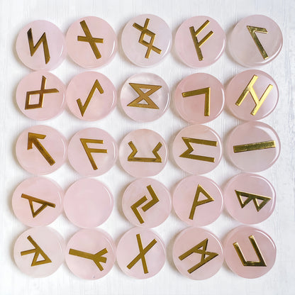 25pcs Natural Crystal Quartz Runes Signs Stone Witch Runic Alphabets Letters Sacred Symbol Energy Amulet Reiki Healing Chakra