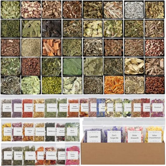 70pack Witchcraft Supplies Herbs Kit Dried Flowers for Witch Beginner Bulk Herb Gift Set for Wicca Pagan Wiccan Rituals Magic S