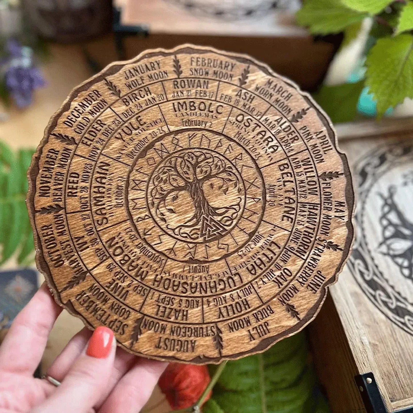 Tree Calendar Wheel Of The Year Wood Sign Tree Of Life Calendar Witchcraft Witchy Planner Witch Altar Wall Calendar Food