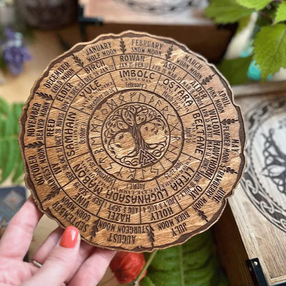 Tree Calendar Wheel Of The Year Wood Sign Tree Of Life Calendar Witchcraft Witchy Planner Witch Altar Wall Calendar Food