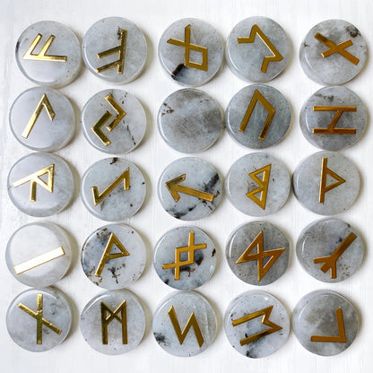 25pcs Natural Crystal Quartz Runes Signs Stone Witch Runic Alphabets Letters Sacred Symbol Energy Amulet Reiki Healing Chakra
