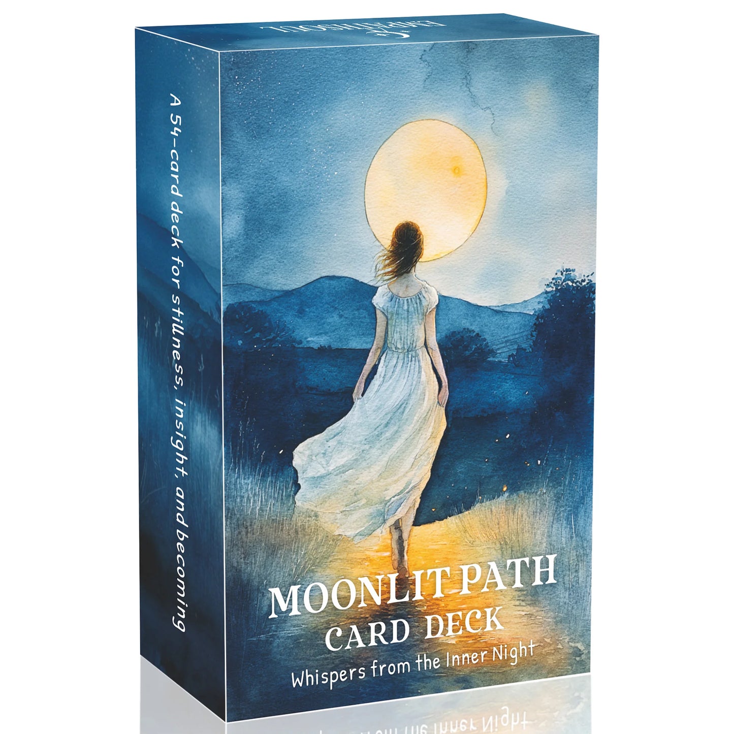 Moonlit Path Oracle Cards Deck, 54-Card, Watercolor Style Design, Daily Reflection, Self exploration, Card Games, 12*7cm, 14+