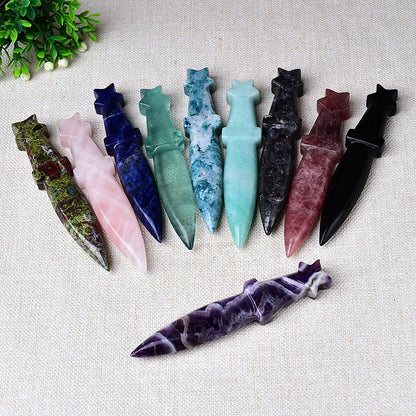 Natural Crystal Carved Witch's Knife Healing Crystal Gift for Rituals Unique Home Decor & Garden Item