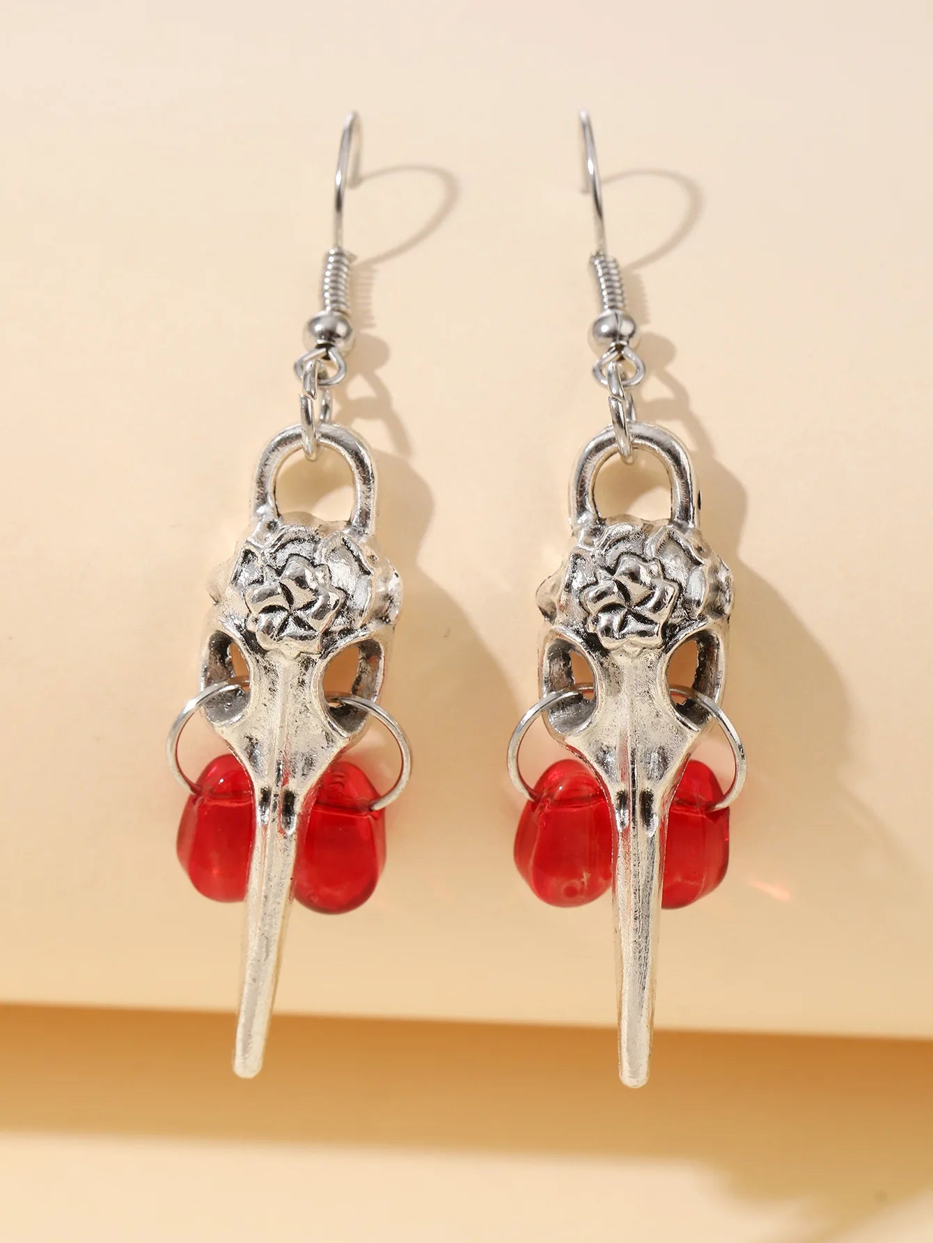 Moon Raven Skull Earrings, Blood drops, Gothic jewelry, bows, Black Raven, Witch accessories, Retro, Raven Cameo, Pentagram，Gift