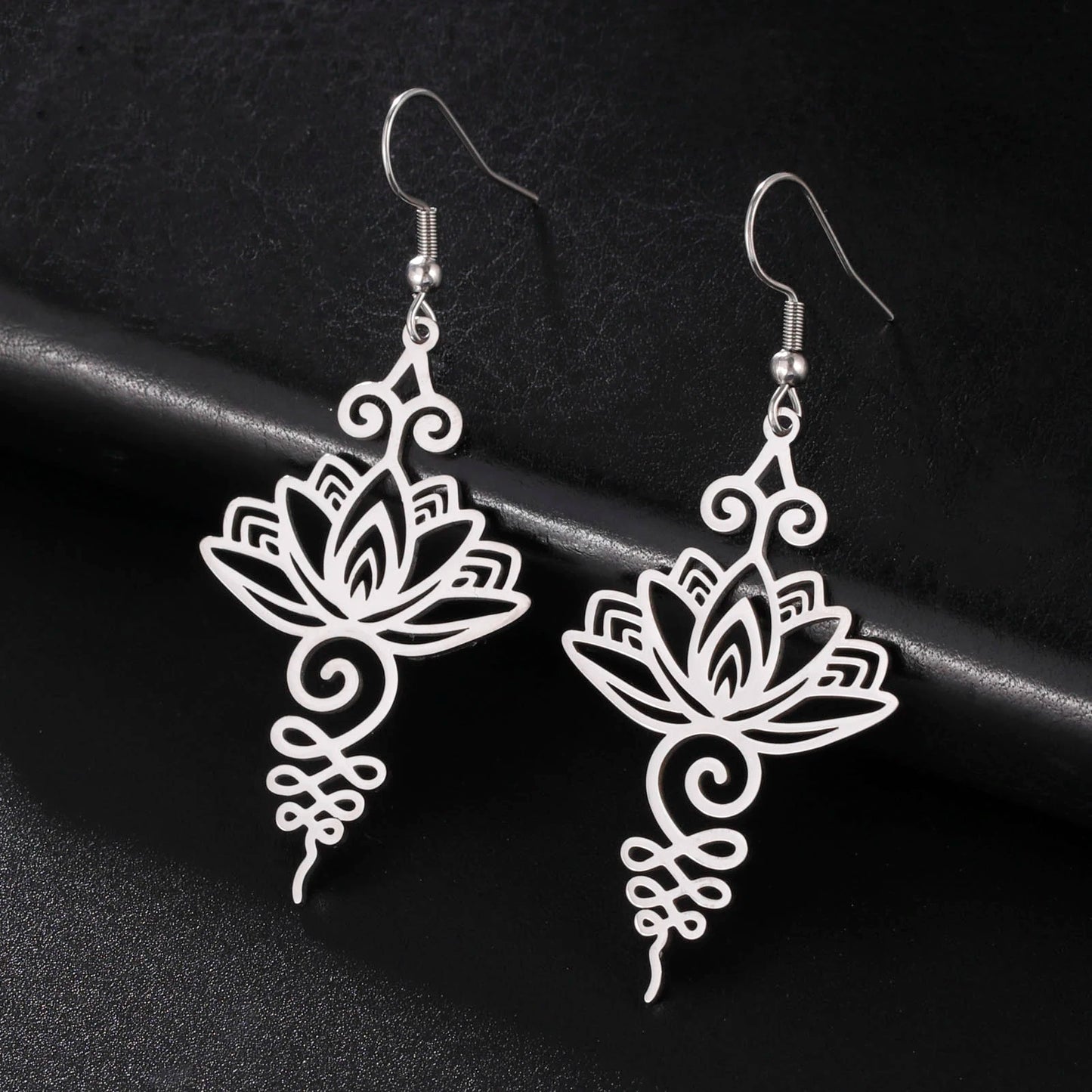 Unift Goth Stainless Steel Earring Triple Rune Moon Phase Pentagram Earrings Woman Men Vintage Jewelry Ear Piercing Witch Knot