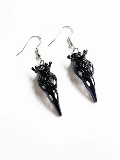 Moon Raven Skull Earrings, Blood drops, Gothic jewelry, bows, Black Raven, Witch accessories, Retro, Raven Cameo, Pentagram，Gift