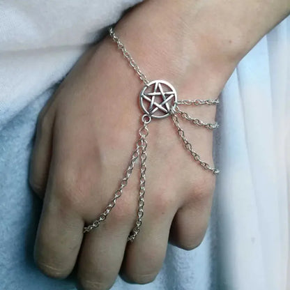 Moon Bracelet Triple Goddess Crescent Bracelet Ring  Pagan Wicca Witch Pentacle Bracelet