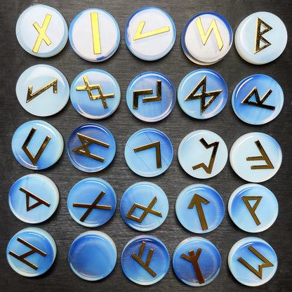 25pcs Natural Crystal Quartz Runes Signs Stone Witch Runic Alphabets Letters Sacred Symbol Energy Amulet Reiki Healing Chakra