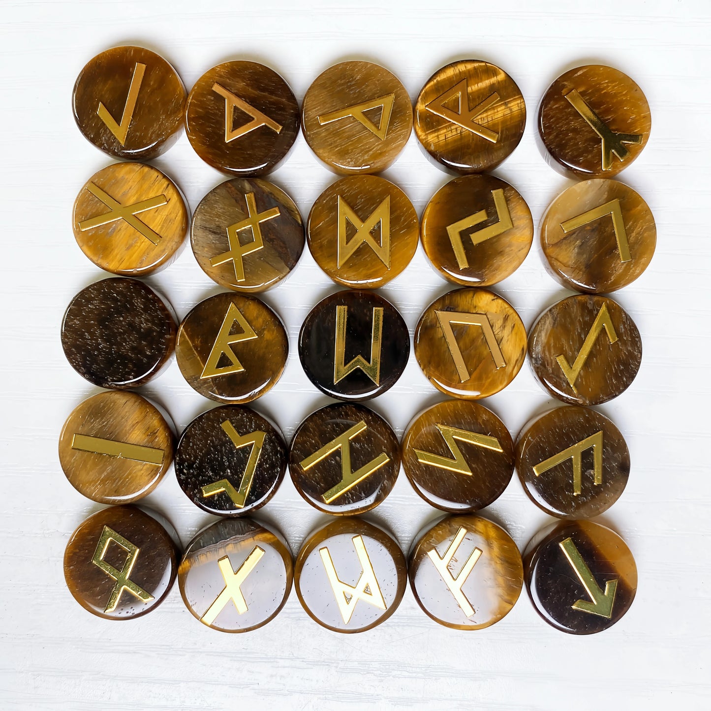 25pcs Natural Crystal Quartz Runes Signs Stone Witch Runic Alphabets Letters Sacred Symbol Energy Amulet Reiki Healing Chakra