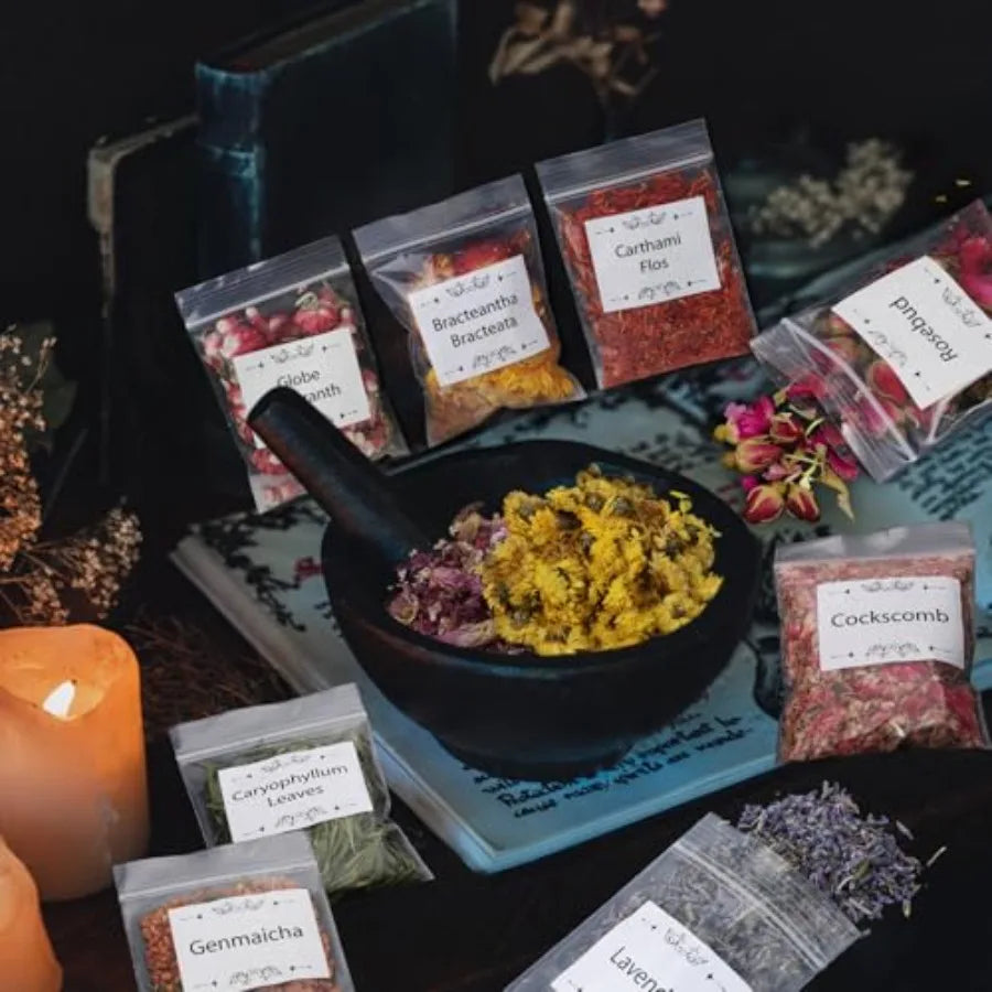 70pack Witchcraft Supplies Herbs Kit Dried Flowers for Witch Beginner Bulk Herb Gift Set for Wicca Pagan Wiccan Rituals Magic S