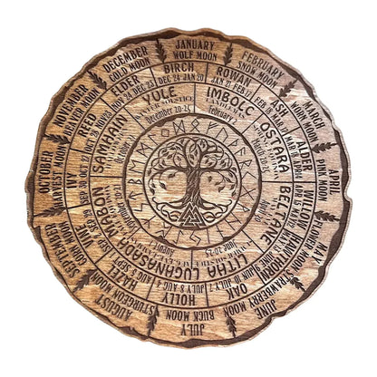 Tree Calendar Wheel Of The Year Wood Sign Tree Of Life Calendar Witchcraft Witchy Planner Witch Altar Wall Calendar Food