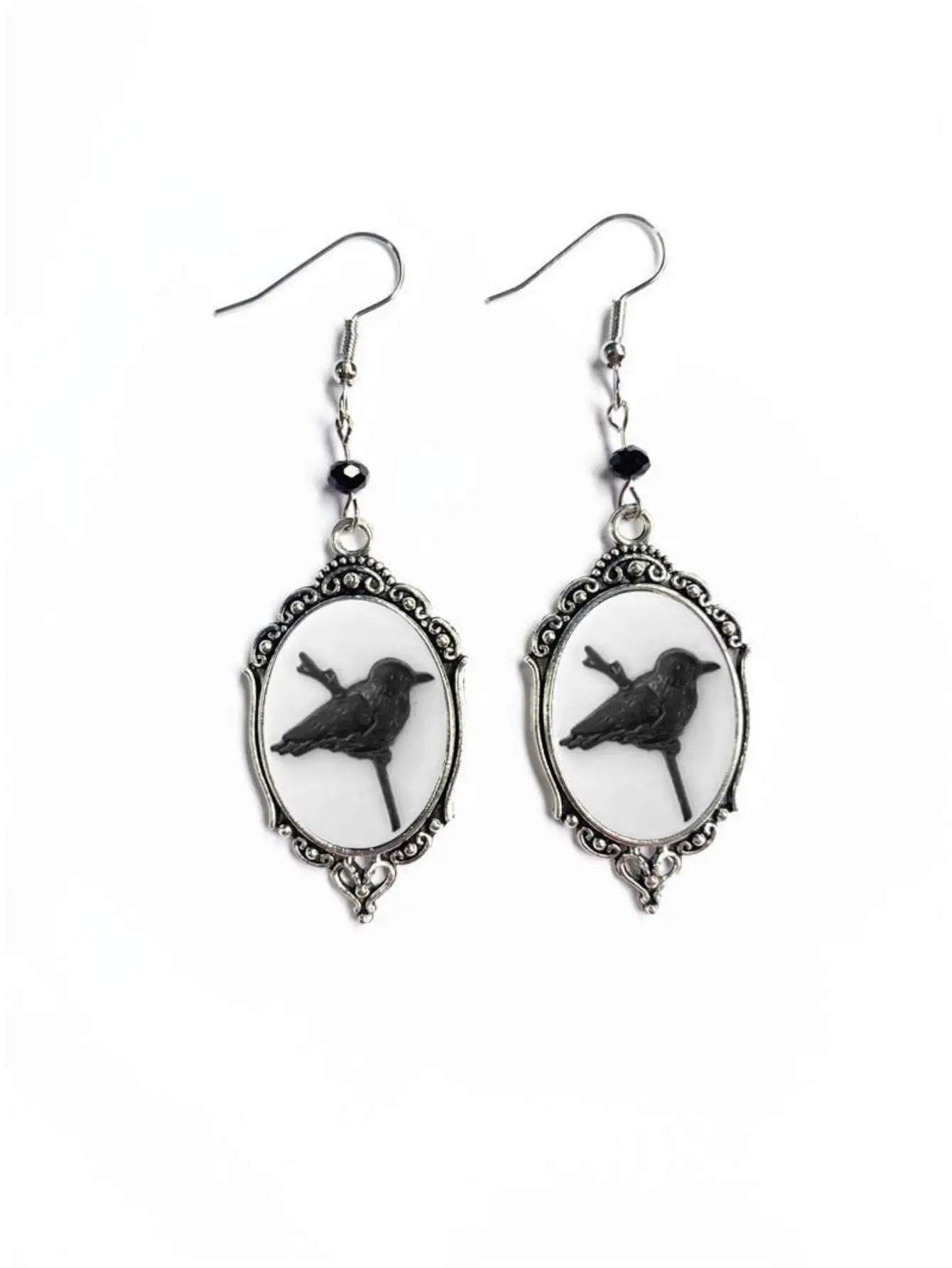 Moon Raven Skull Earrings, Blood drops, Gothic jewelry, bows, Black Raven, Witch accessories, Retro, Raven Cameo, Pentagram，Gift