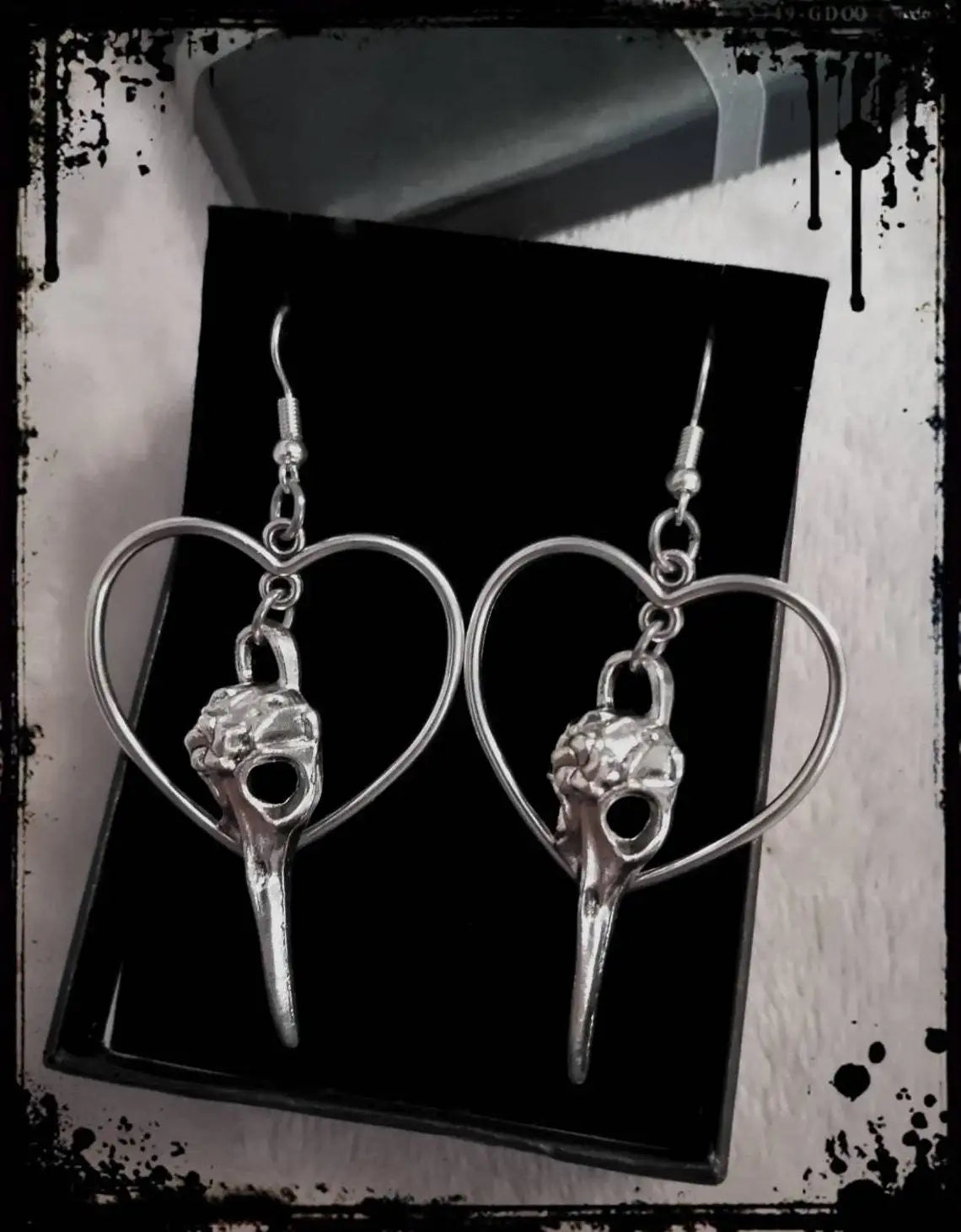 Moon Raven Skull Earrings, Blood drops, Gothic jewelry, bows, Black Raven, Witch accessories, Retro, Raven Cameo, Pentagram，Gift