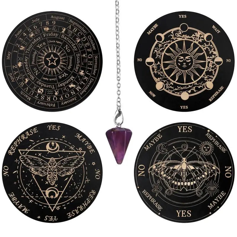 Star Pendulum Board Dowsing Divination Board Magics Meditation Decision Plate Metaphysical Message Board Witchs Altar Supplies