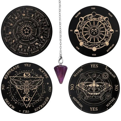 Star Pendulum Board Dowsing Divination Board Magics Meditation Decision Plate Metaphysical Message Board Witchs Altar Supplies