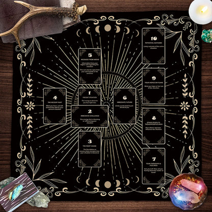 Celtic Cross Altar Cloth Tarot Card Table Cloth Witch Moon Divination Table Cover For Tarot Mat Witchy Gifts Decor Card Pad