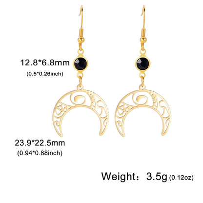 Unift Goth Stainless Steel Earring Triple Rune Moon Phase Pentagram Earrings Woman Men Vintage Jewelry Ear Piercing Witch Knot