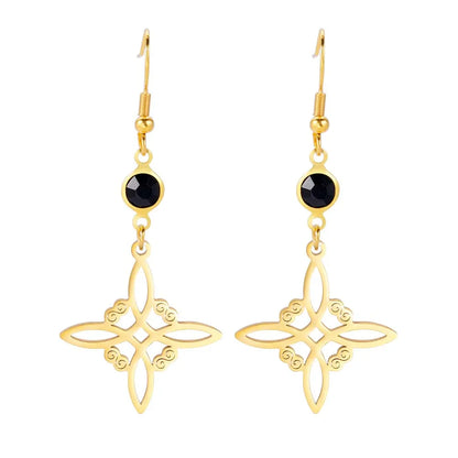 Unift Goth Stainless Steel Earring Triple Rune Moon Phase Pentagram Earrings Woman Men Vintage Jewelry Ear Piercing Witch Knot