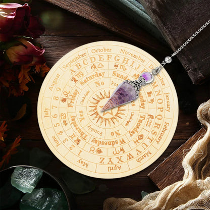 2pcs Amethyst Pendulum with Divination Board,Divination Set for Spiritual Healing and Meditation,Gift for Witchcraft Enthusiasts